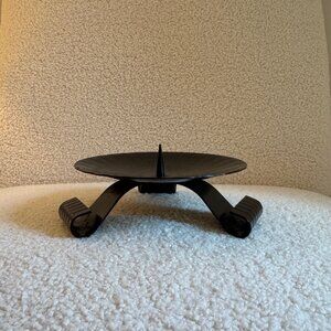 7" Black Metal Pillar Candle Holder
